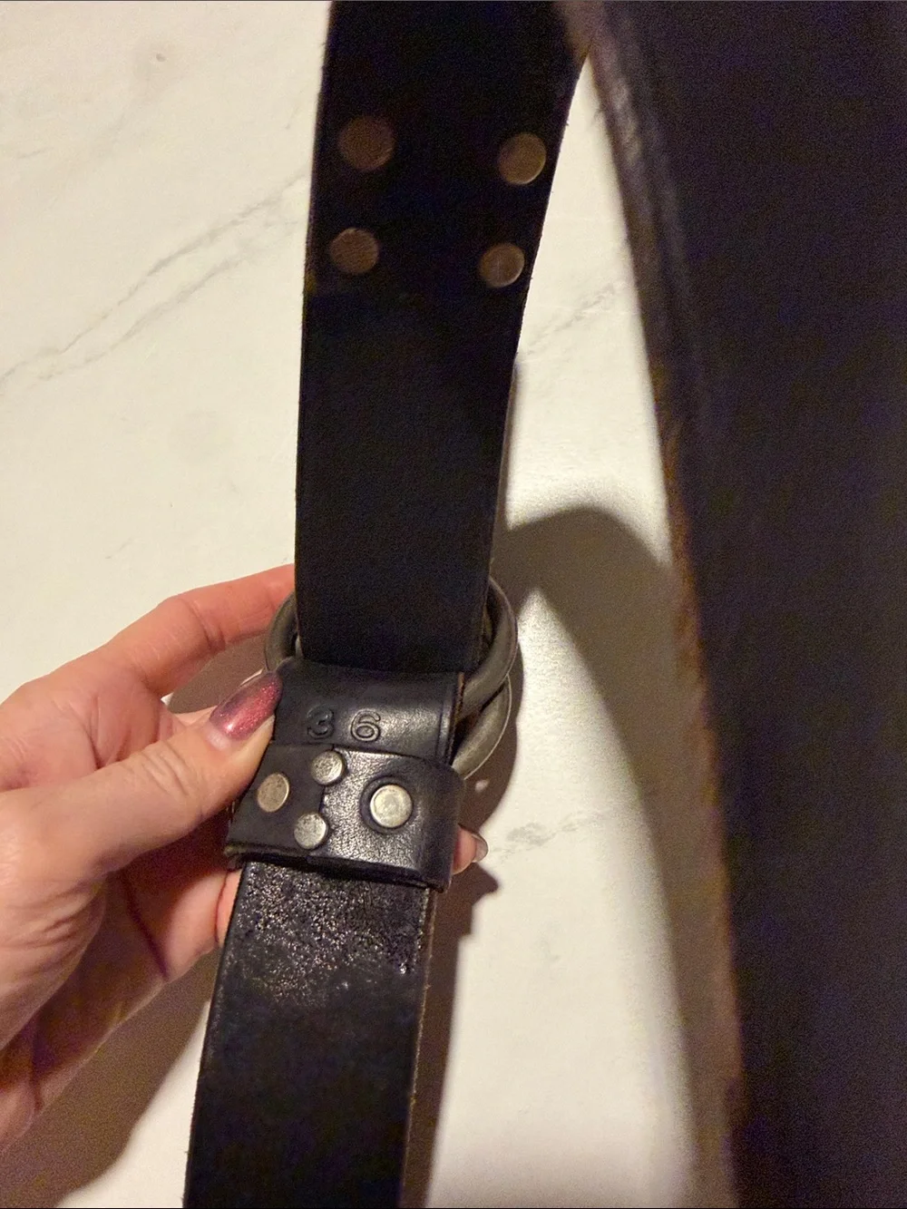 RARE Ralph Lauren RL67 Black Leather Ring-Buckle Belt
